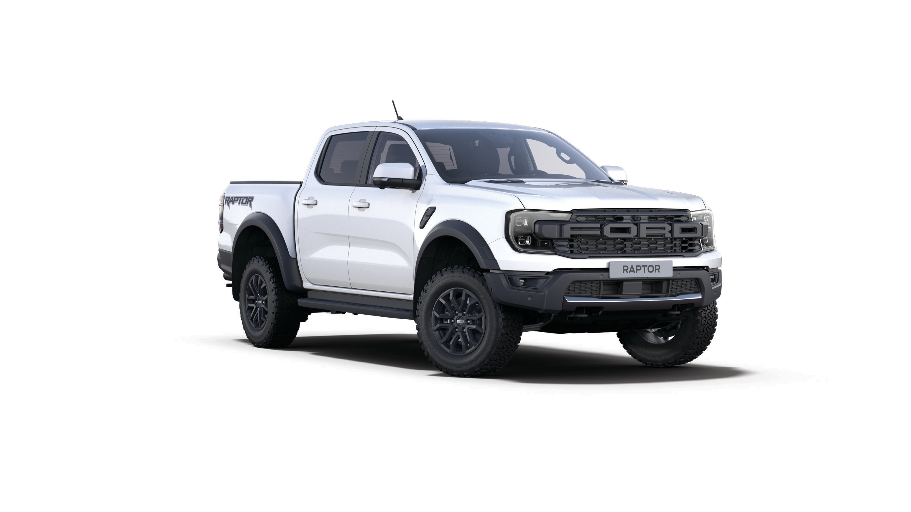 All-New Ranger Raptor in arctic white 3/4 front view