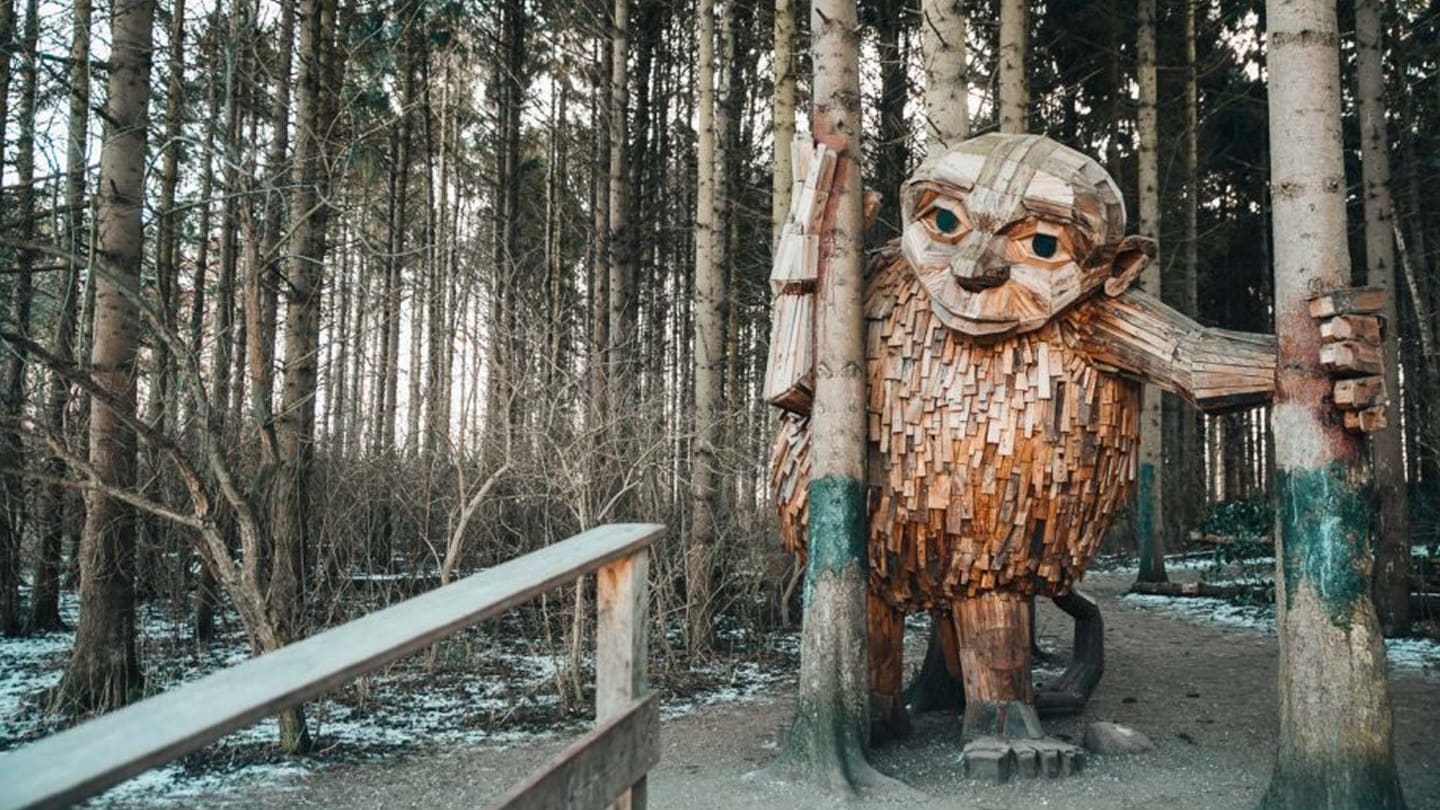 Wood sculpture in the forest