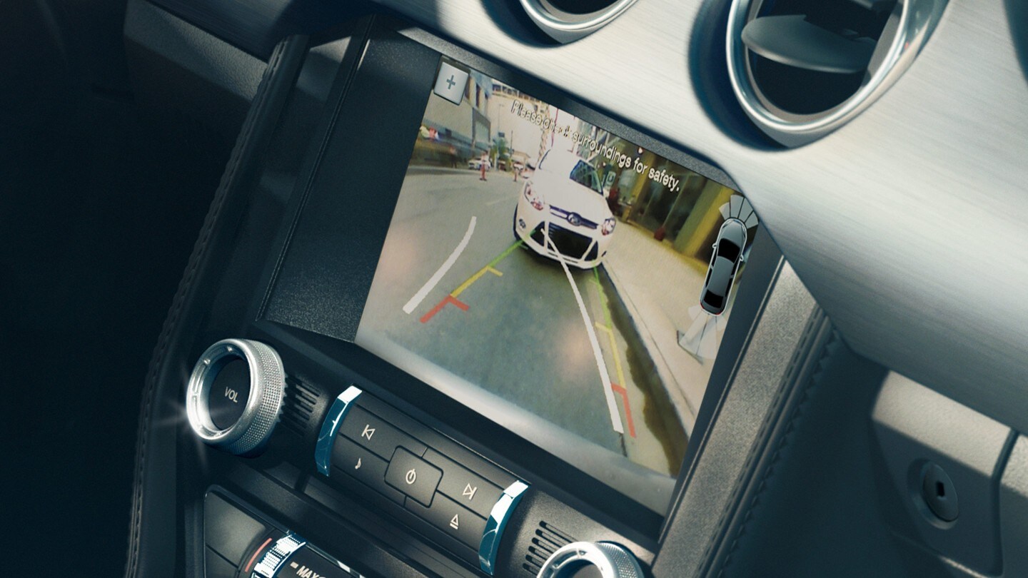 Mustang LCD -skærm som viser bagkamera
