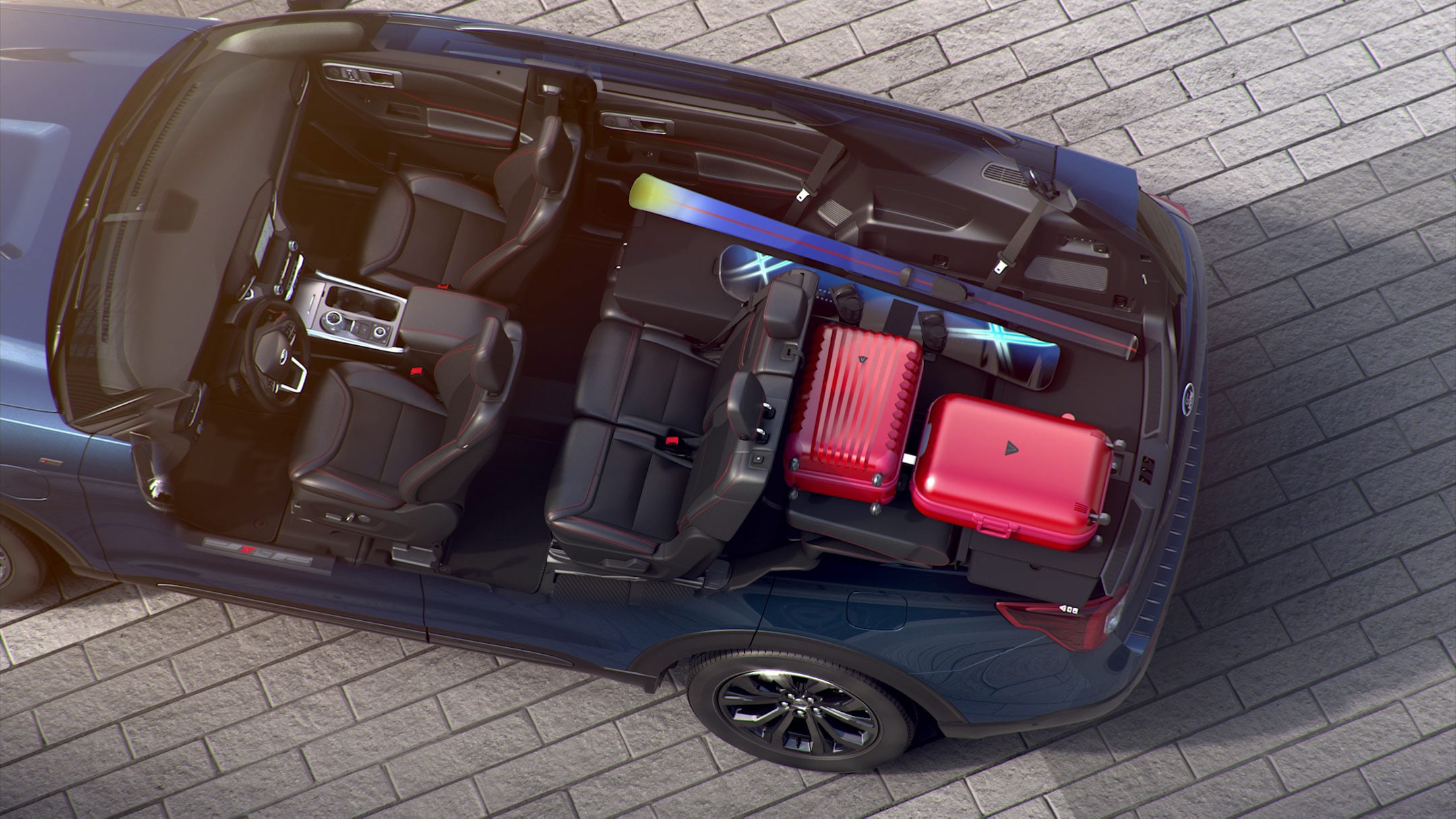 Ford Explorer  med 7 sæder / power fold ses ovenfra