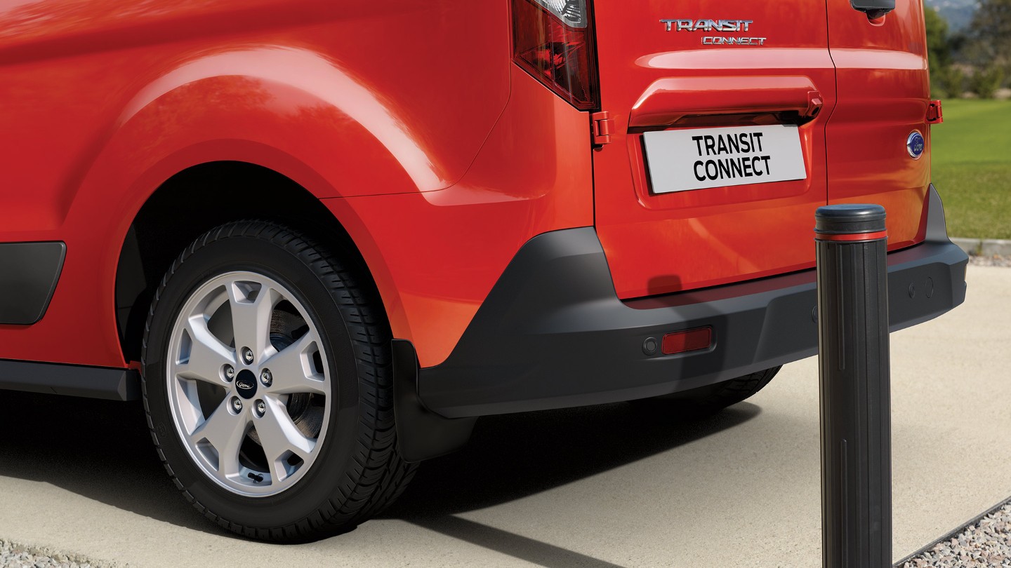 Red Ford Transit Connect parking sensors