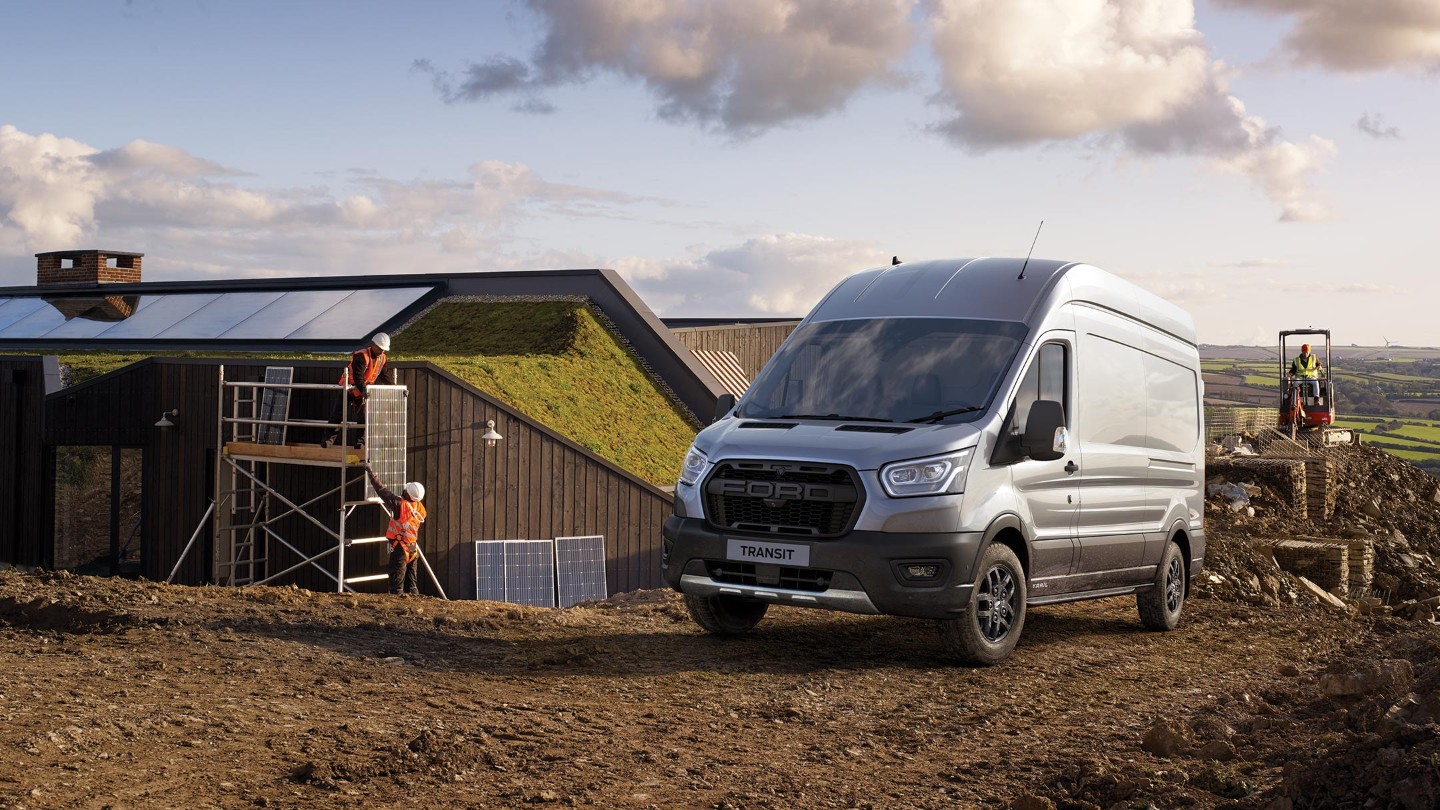 New Ford Transit Van Trail front in rural building site