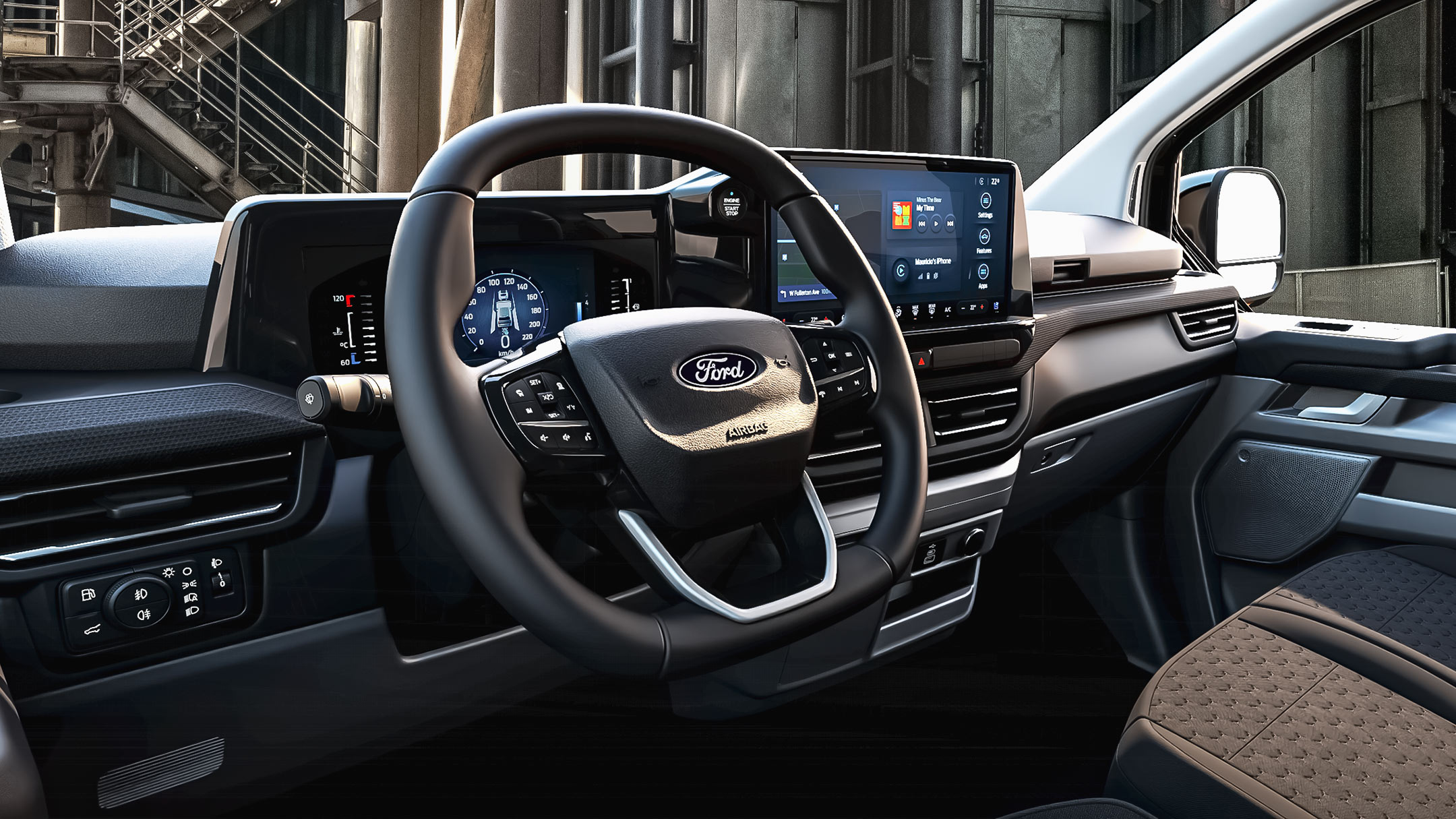 Ford E-Transit Custom interior view of dashboard